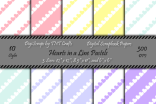 Download Pastel Hearts in a Line Digital Scrapbook Paper Pack - Art Collection