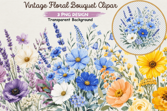 Download Vintage Floral Bouquet Clipart PNG,Flora - Art Collection