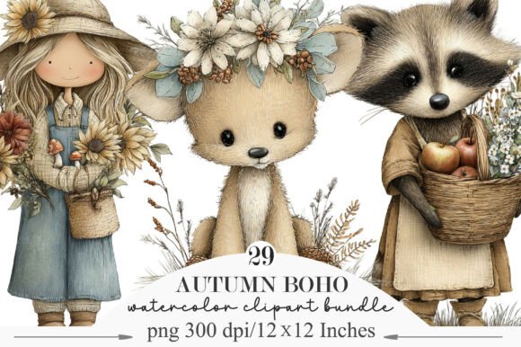 Download Cute Autumn Boho Whimsical Clipart - Art Collection