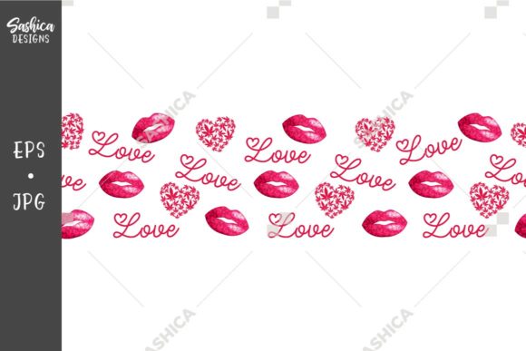 Download Heart Lips Pot Leaves Pattern Border - Art Collection