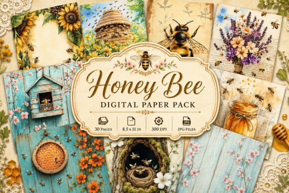 Download Vintage Bee Botanical Junk Journal Paper - Journal paper Collection
