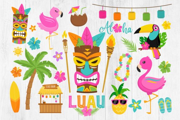 Download Luau Tropical Hawaiian Clipart Bundle - Art Collection