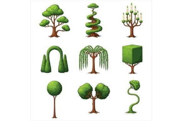 Download Free Collection of Various Cartoon Trees - Art Collection