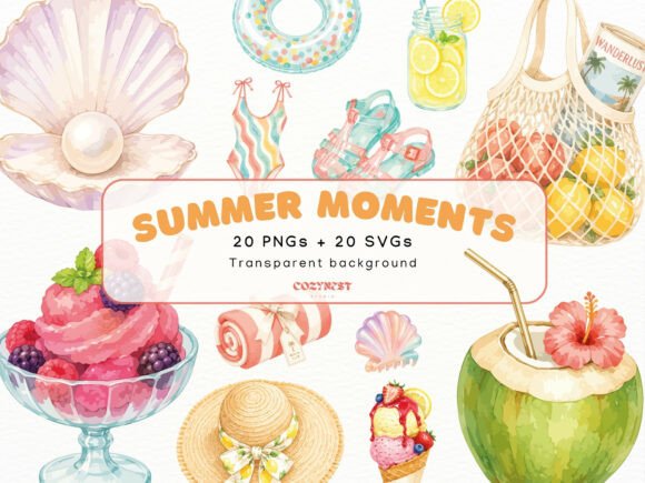 Download Summer Watercolor Cliparts, Vacation PNG - Art Collection