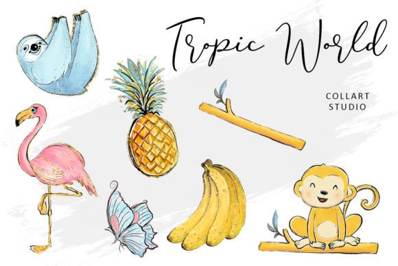 Download Tropic World Cute Clipart Set, Animals - Art Collection