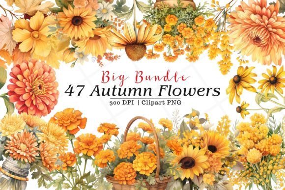 Download Autumn Flowers Bundle Watercolor Clipart - Art Collection