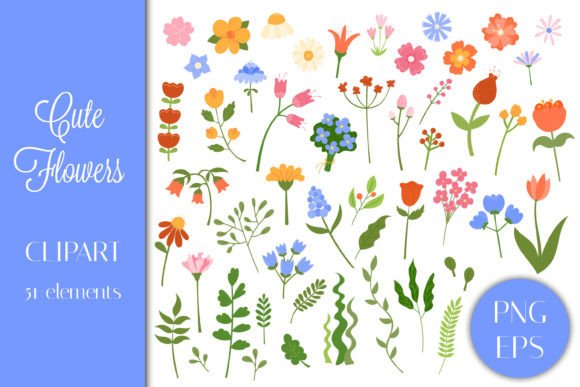 Download Cute Flowers PNG EPS Clipart Bundle - Art Collection