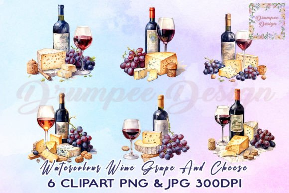 Download Wine Grape and Cheese Clipart - Art Collection