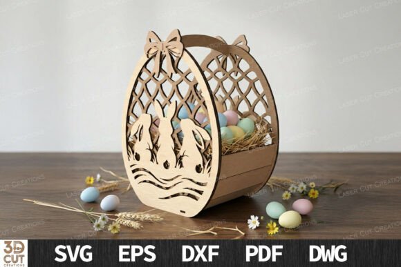 Download Cute Bunny Easter Egg Basket SVG - Premium Bundle
