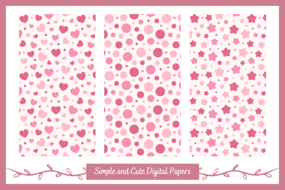 Download Seamless Dots Hearts Stars Digital Paper - Art Collection