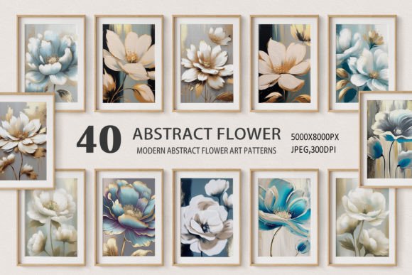 Download Abstract Golden Oil Painting Flowers Art - Art Collection