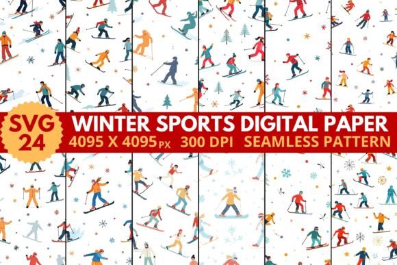 Download Winter Sports Digital Paper - Sports digital paper Collection