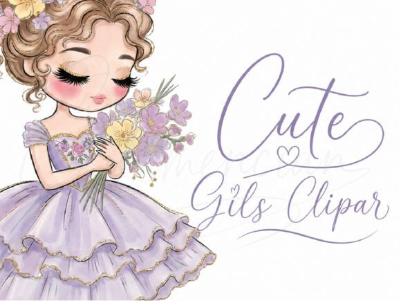 Download Lavender Princess Girl Clipart PNG Flora - Art Collection