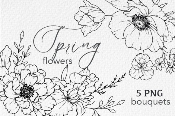 Download FLOWERS LINE DRAWING, FLORAL LINE ART - Art Collection