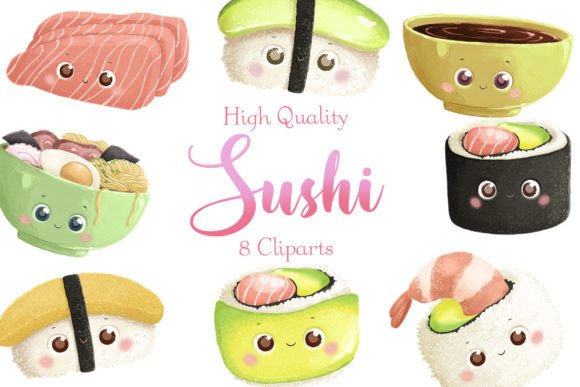 Download Cute Sushi High Quality Clipart Kawaii - Art Collection