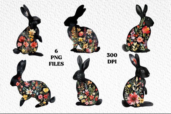 Download 6 Easter Bunnies Watercolor PNG Cliparts - Art Collection