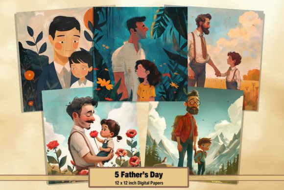 Download Cartoon Cute Father's Day Paper Pack 2 - Art Collection