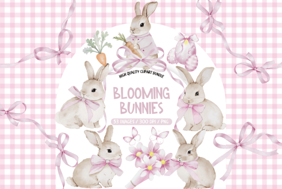 Download Blush Pink Easter Bunnies Clipart - Art Collection