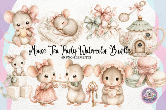 Download Mouse Tea Party Watercolor Bundle - Art Collection