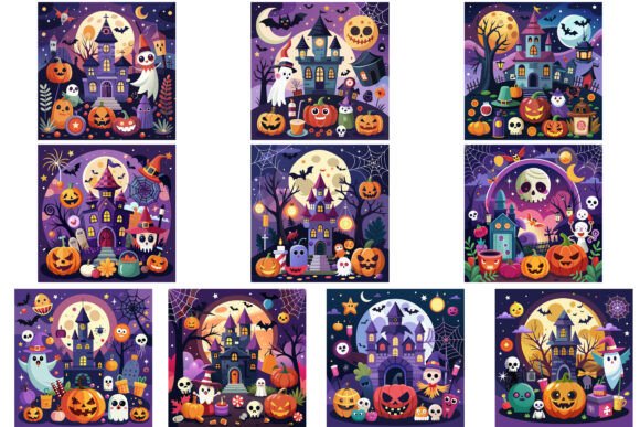 Download 10 Halloween Party Invitations Bundle - Art Collection