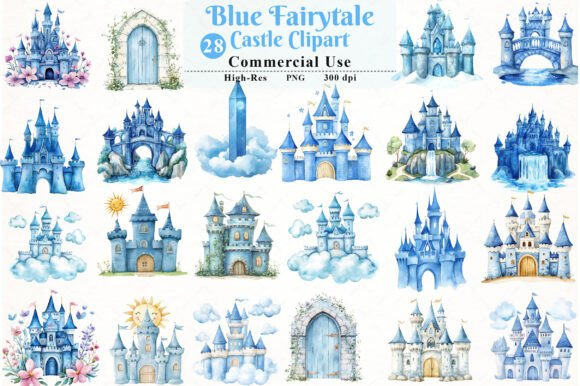 Download Blue Fairytale Castle Clipart - Art Collection