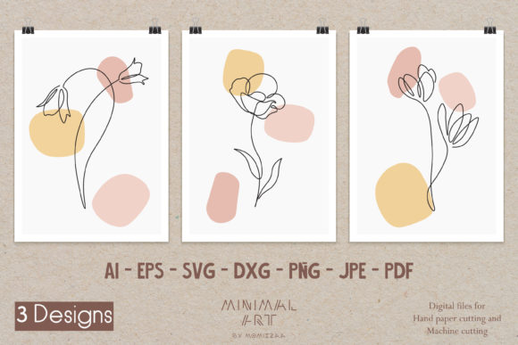 Download 3 Wall Art One Line Flora Natural Summer - Art Collection