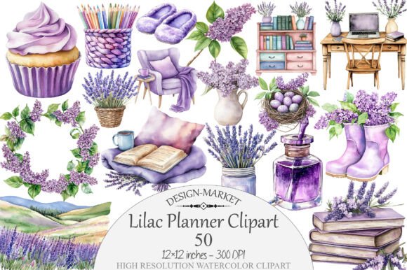 Download Watercolor Lilac Planner Clipart - Art Collection