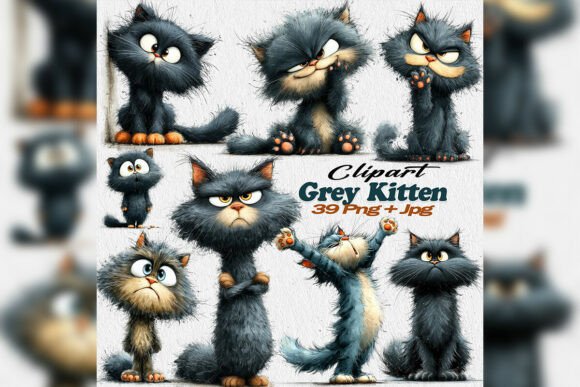 Download Grey Kitten PNG Clipart Cat Emotions - Art Collection