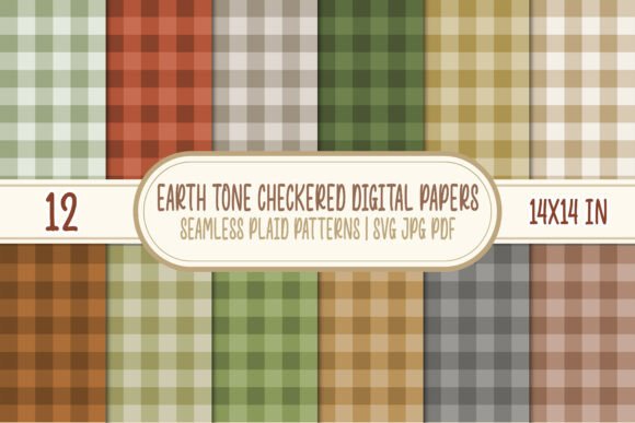 Download Earth Tone Gingham Digital Papers Svg - Art Collection