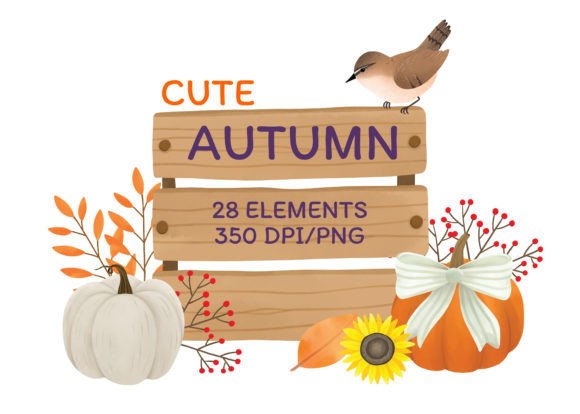 Download Cute Auutmn Decorations Clipart. - Art Collection