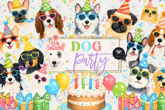 Download Dog Party Clipart Watercolor - Art Collection