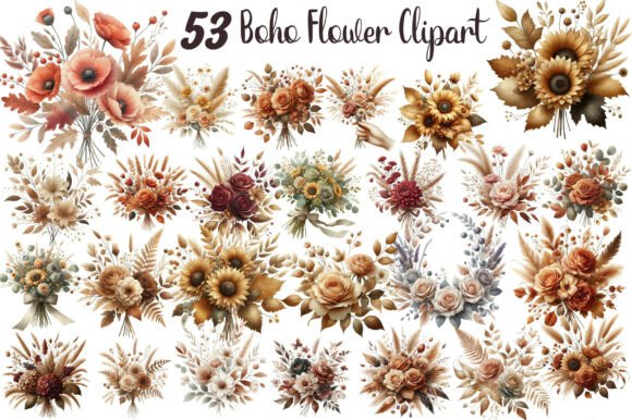 Download Fall Boho Bouquet, Flower Clipart - Art Collection