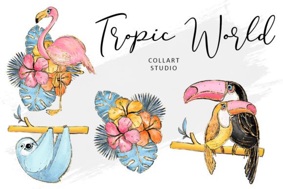 Download Tropic World Cute Clipart Set, Animals - Art Collection