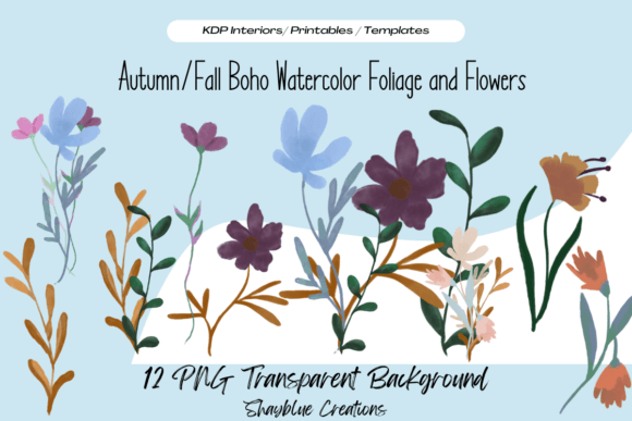 Download Autumn/Fall Boho Foliage Flowers Clipart - Art Collection