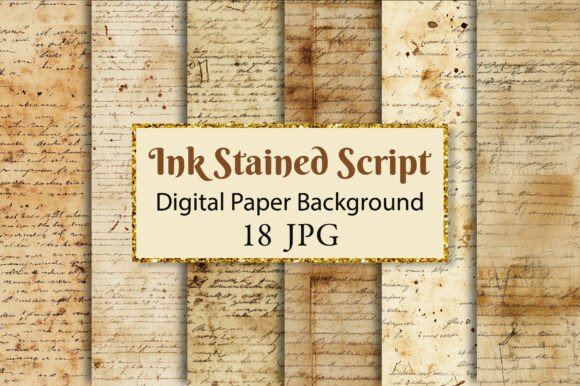 Download Ink Stained Script Junk Journal Paper - Journal paper Collection