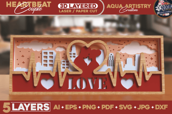 Download 3D Heartbeat Couple | Layered SVG File - Art Collection