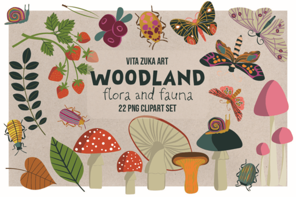 Download Woodland Flora &amp; Fauna Clipart Set - Art Collection