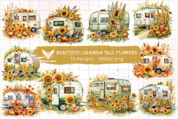 Download Beautiful Caravan Fall Flowers Clipart - Art Collection