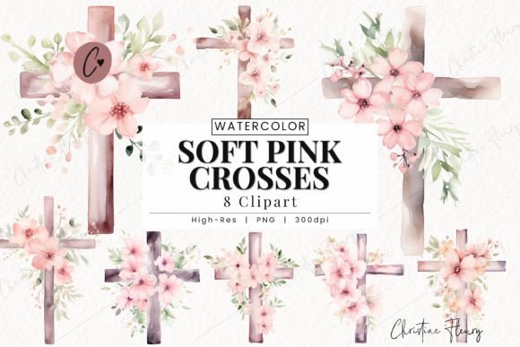 Download Watercolor Soft Pink Crosses Clipart - Art Collection