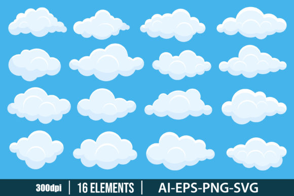 Download Set of White Clouds Clipart Set - Art Collection