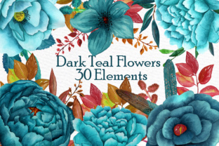 Download Watercolor Clipart WATERCOLOR FLOWERS Autumn Flowers Teal Flowers Wedding Flowers Fall Wedding - Art Collection