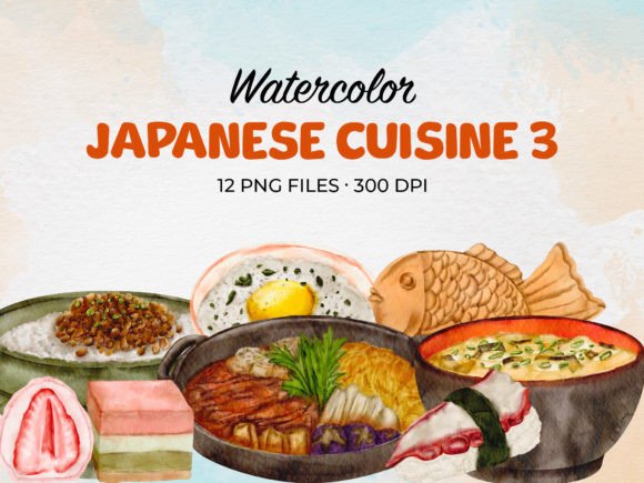 Download Watercolor Japanese Cuisine 3 Clip Art - Art Collection