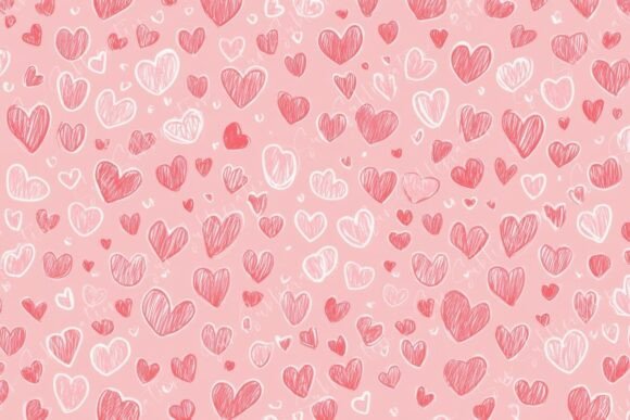 Download A Playful Pattern of Hand Drawn Hearts - Art Collection