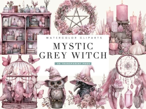 Download Watercolor Mystic Grey Witch Clipart - Art Collection