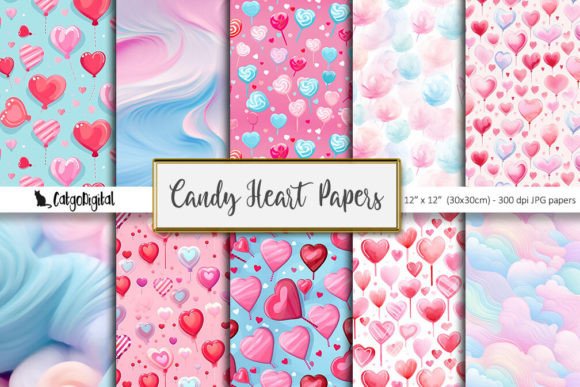 Download Candy Heart Scrapbooking Papers - Art Collection