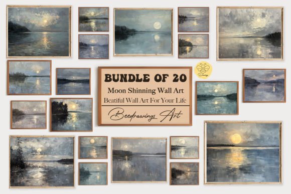 Download Oil Painting Moon Shine Wall Art Bundle - Art Collection
