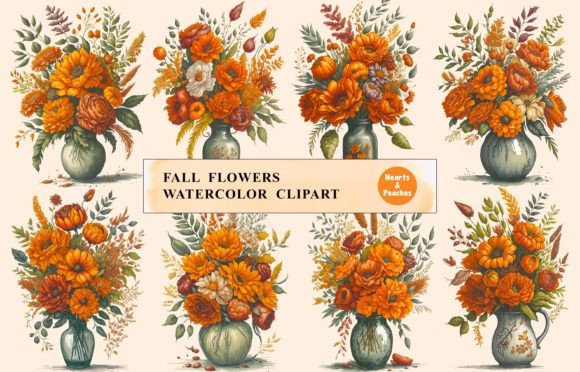 Download Fall Flowers, Watercolor Clipart Bundle - Art Collection