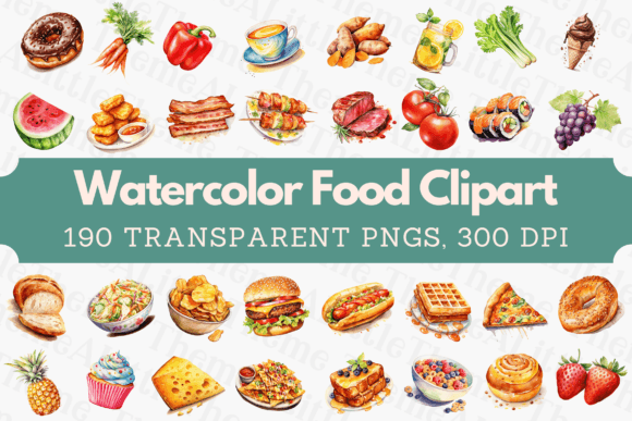 Download Watercolor Food Clipart - 190 PNGs - Art Collection