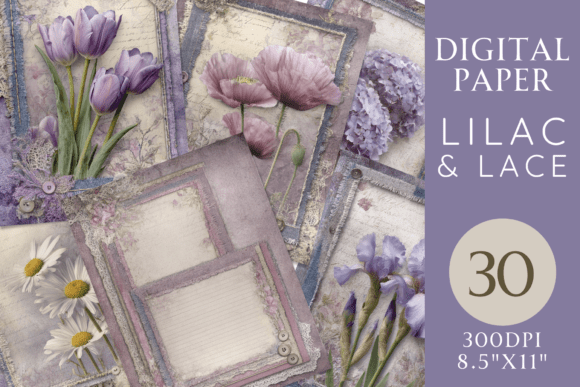 Download Lilac Lace Junk Journal Paper Pack - Journal paper Collection