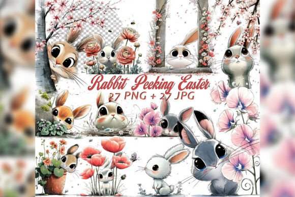 Download Whimsical Peeking Rabbit Clipart Set - Art Collection